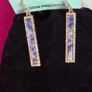 New Semi Precious Stone Bar Earrings